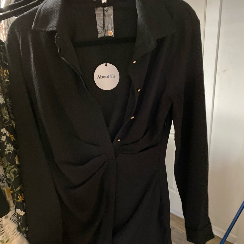 Button up collared mini dress